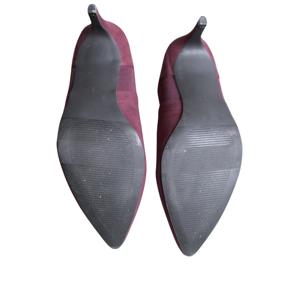 Ann Taylor Straight Stiletto Heel Suede Booties Boots Burgundy Feminine 7M NWOT - Picture 3 of 6